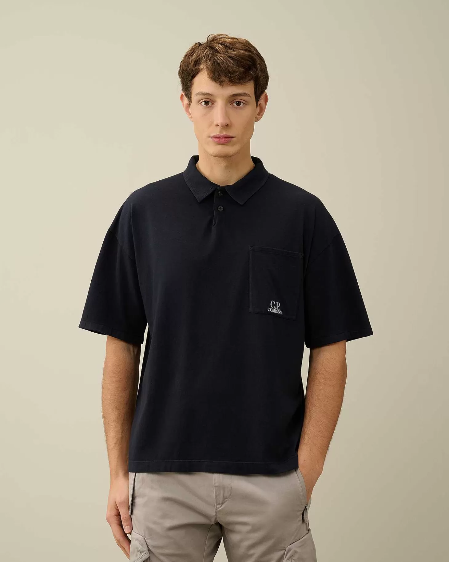 201_jersey_boxy_polo_shirt_2.webp Homme C.P. Company T-Shirts Et Polos^20/1 Jersey Boxy Polo Shirt