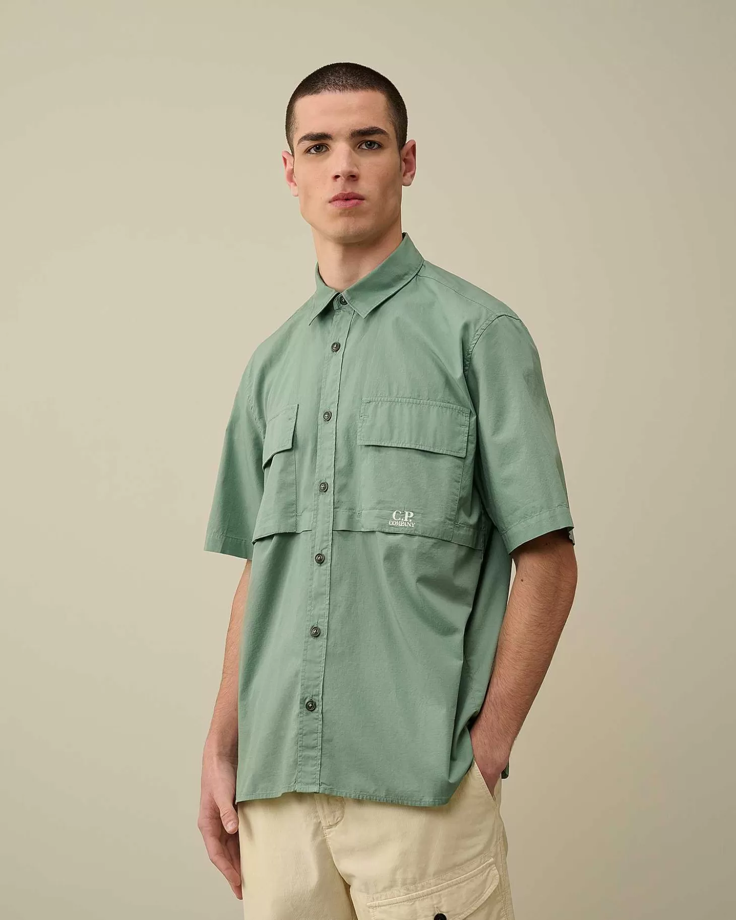 cotton_ripstop_short_sleeved_shirt_2.webp Homme C.P. Company Chemises^Cotton Rip-Stop Short Sleeved Shirt