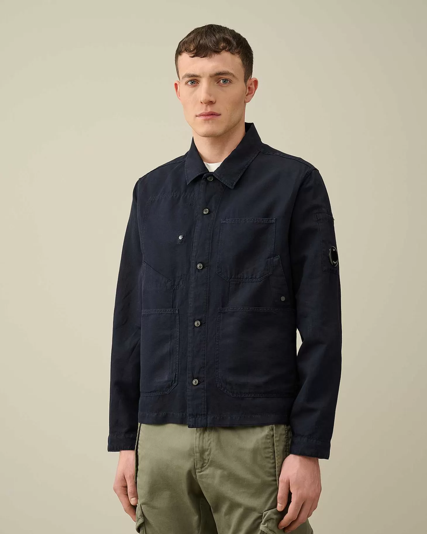 cottonlinen_overshirt_2-3.webp Homme C.P. Company Surchemises^Cotton/Linen Overshirt