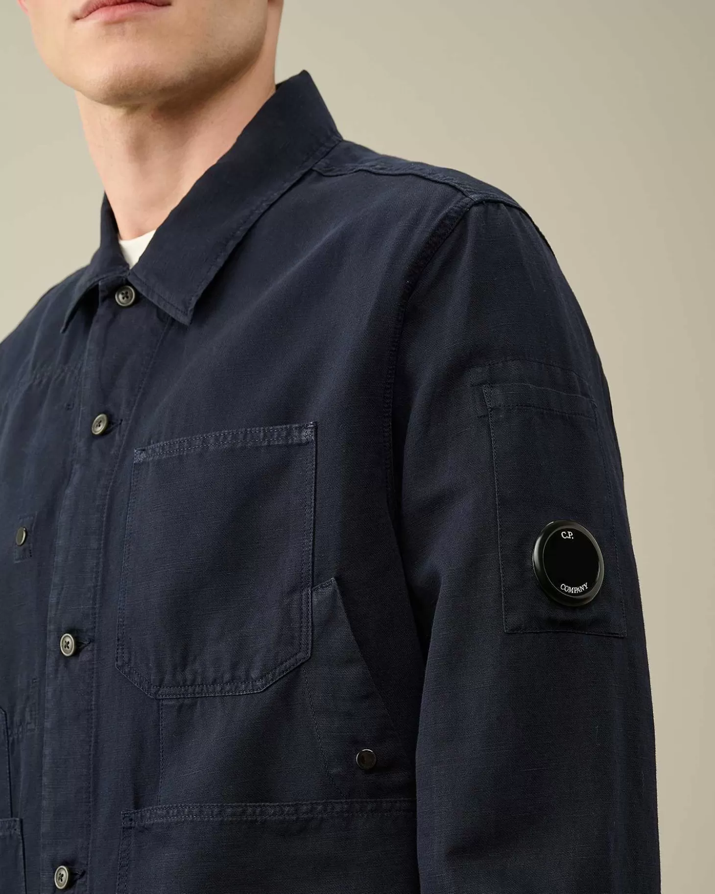 cottonlinen_overshirt_4-3.webp Homme C.P. Company Surchemises^Cotton/Linen Overshirt